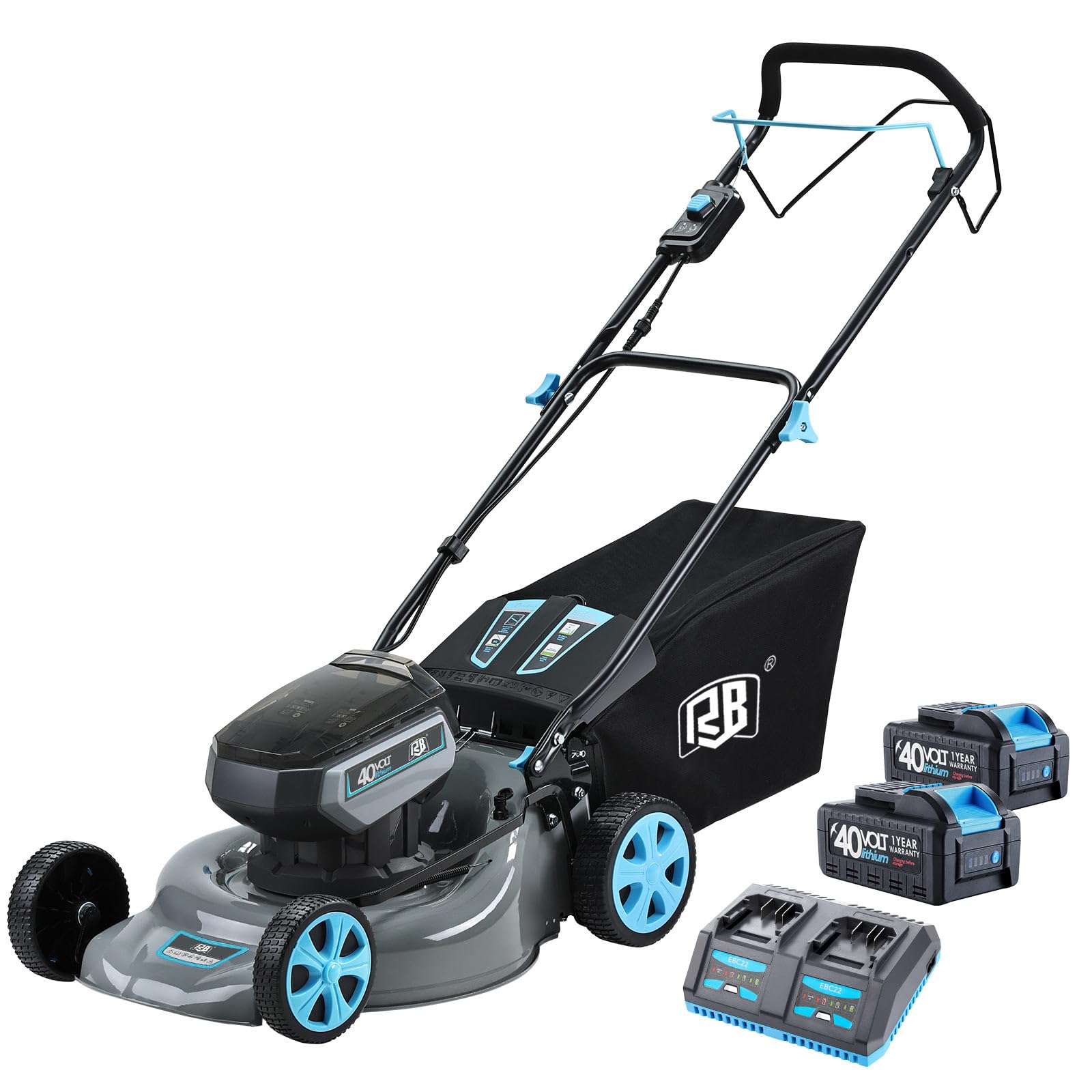 80V 21IN Battery Power Lawn Mowers Cordless 8 Cutting Heights Adjustable Lawnmower w/Brushless Motor Low Noise 2 in 1 Push Mower with Fast Charger and 2 x40V 4.0AH Battery